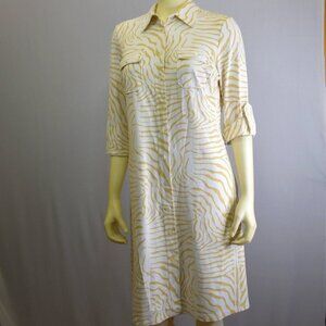 J MCLAUGHLIN 3/4 SLEEVES ROLL‎ TAB COLLAR DRESS SZ MD